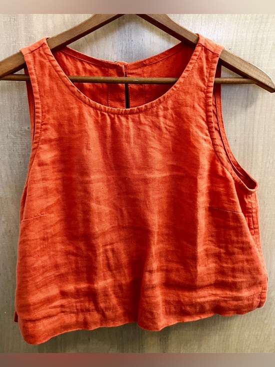 Tops - Not Perfect Linen Bay Sleeveless Crop Top - Orange